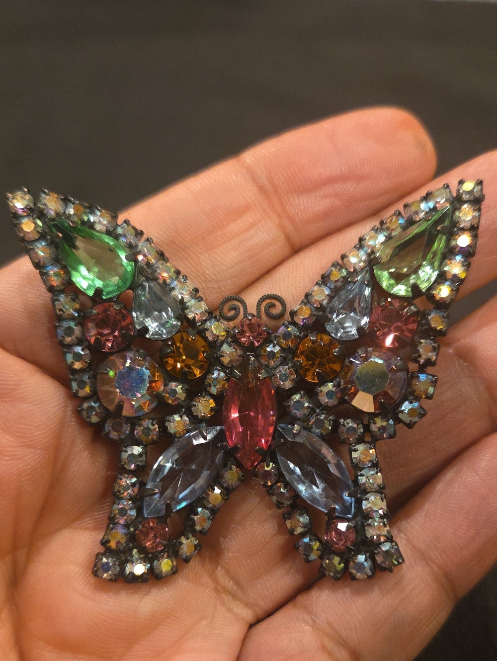 Kramer Multicolor Crystal Butterfly Brooch - Fashion Jewelry
